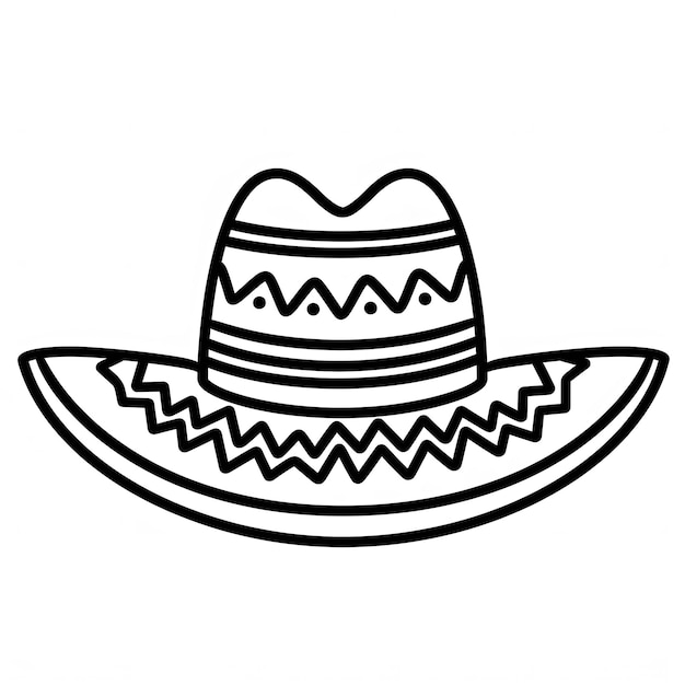 traditional black linework tattoo with a mexican sombrero