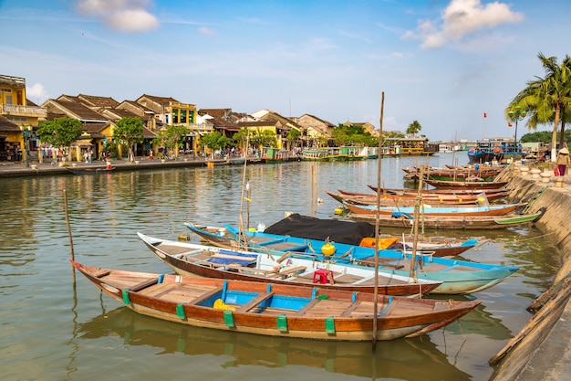 Traditional boats in Hoi An in Vietnam