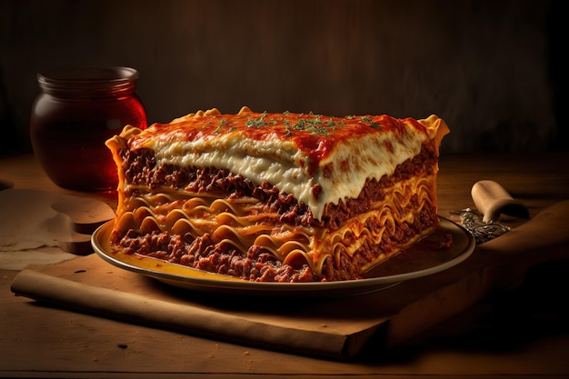 Traditional bolognese sauced lasagna