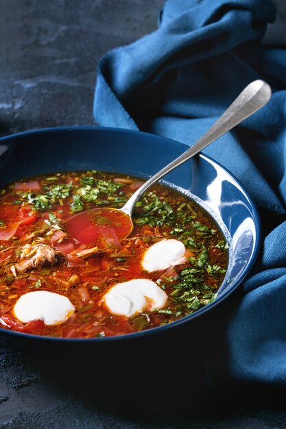 Traditional borscht soup