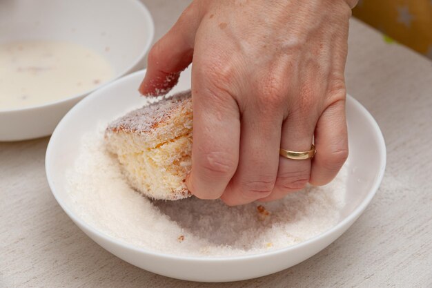 Traditional Brazilian dessert known as BOLO GELADO