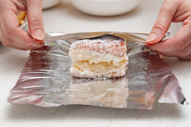 Traditional Brazilian dessert known as Bolo Gelado