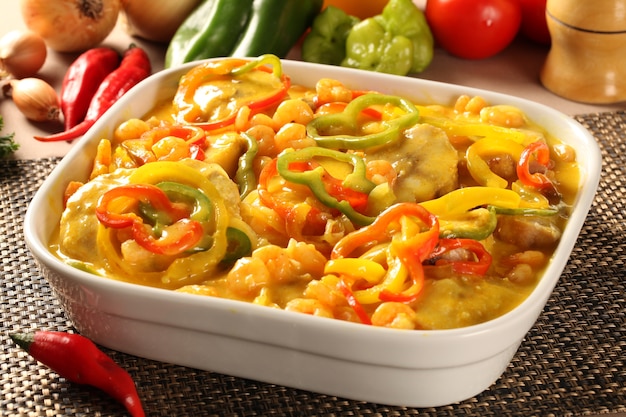 Traditional Brazilian dish called Moqueca de peixe.