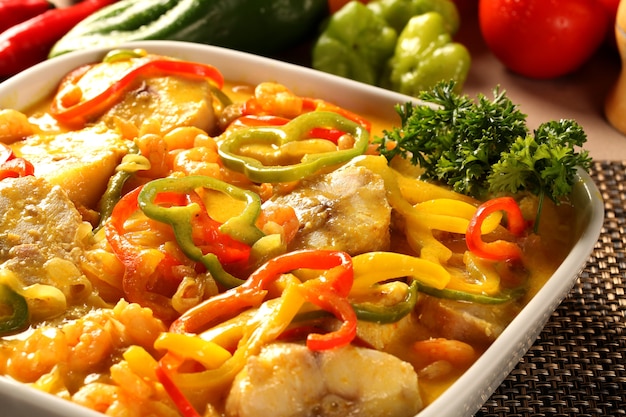 Traditional Brazilian dish called Moqueca de peixe.