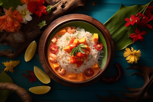 Traditional Brazilian Food Stew Moqueca with Delicious Ingredients