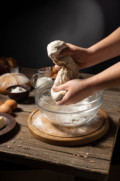 Photo traditional bread of dead making