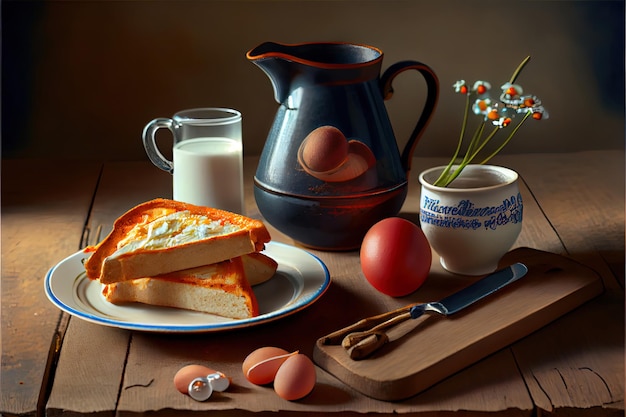 Traditional breakfast eggs and food