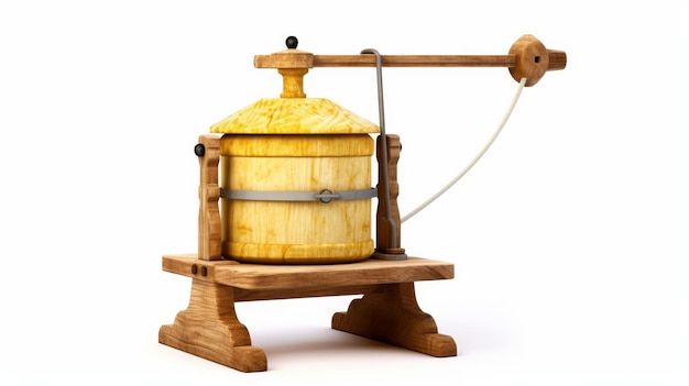 Traditional Butter Churning Isolation on white background
