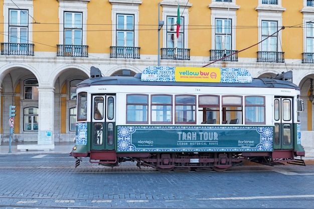 Traditional cable car in Lisbon