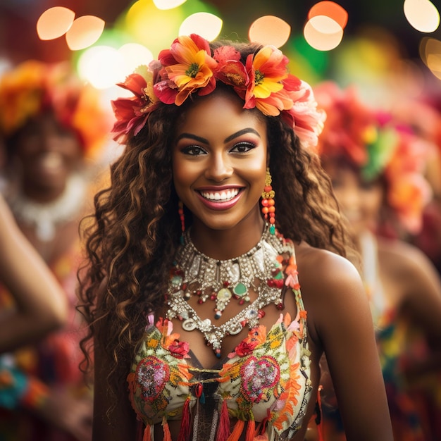 Foto costumi e musica tradizionali dei caraibi al carnevale