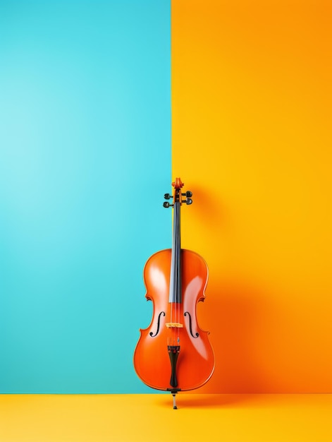 Photo traditional cello musical instrument photorealistic vertical illustration melody and rhythm ai generated bright illustration with professional expressive cello musical instrument