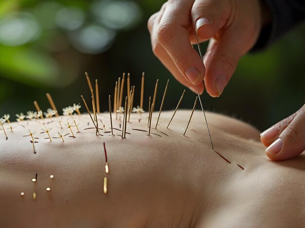 Photo traditional chinese acupuncture therapy