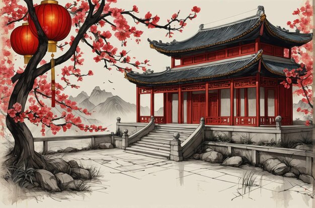 Traditional Chinese Architecture and Lanterns