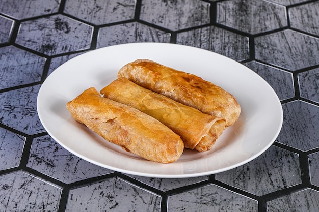 Traditional chinese crispy fried stuffed springroll