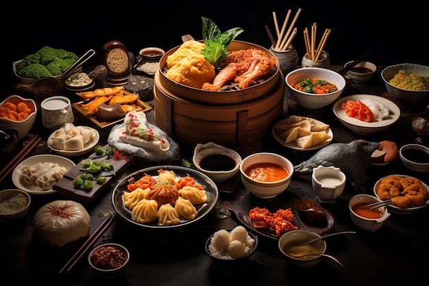 Traditional Chinese Dim Sum Spread