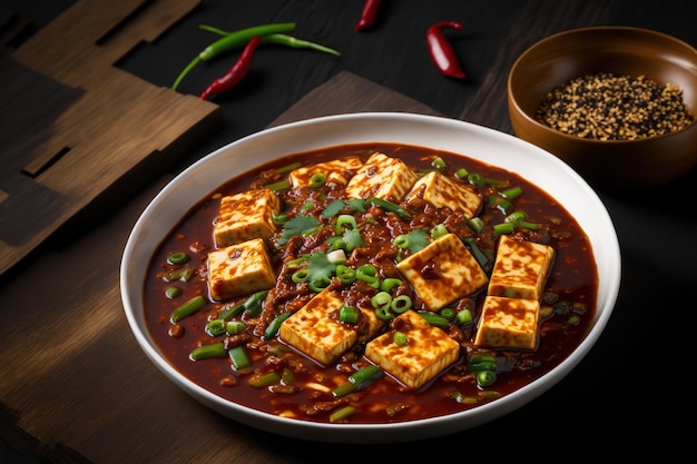 Traditional Chinese dish of chili tofu