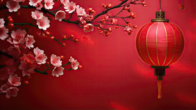 Traditional Chinese festive atmosphere elements lanterns on a red background