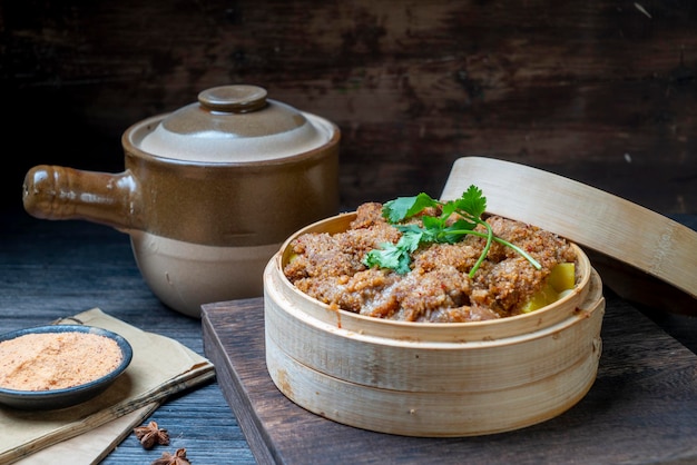 Traditional Chinese food steamed mutton with flour