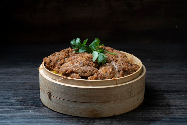 Traditional Chinese food steamed mutton with flour
