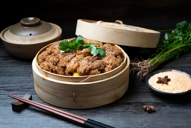 Traditional Chinese food steamed mutton with flour