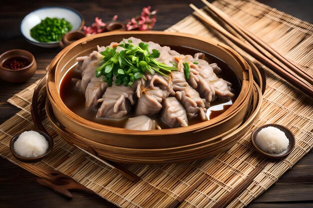 Traditional chinese food steamed mutton with flour