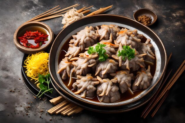 Traditional chinese food steamed mutton with flour