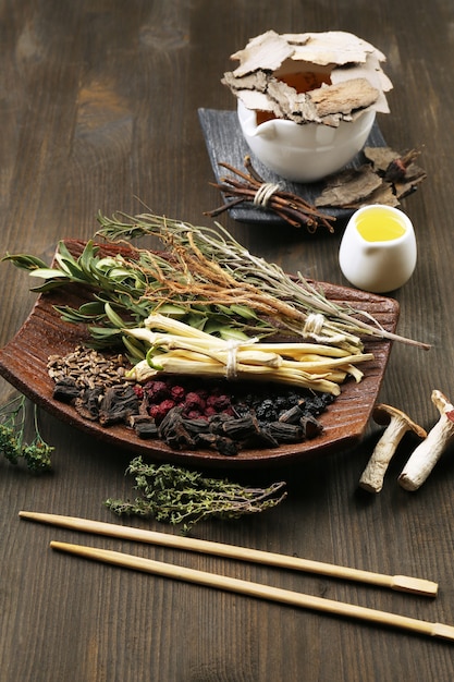 Photo traditional chinese herbal medicine ingredients