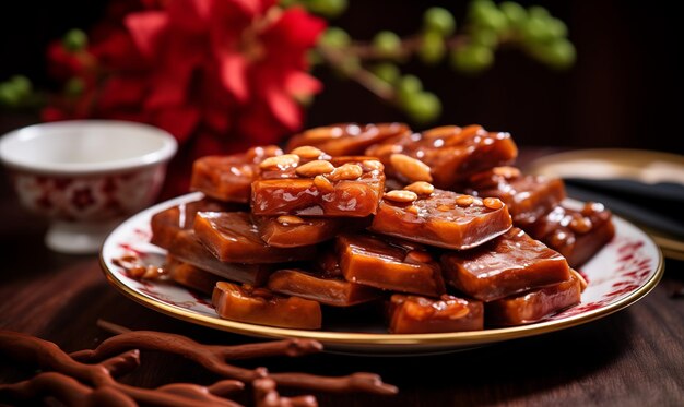 Traditional Chinese lunar new year celebration nian gao rice cakes