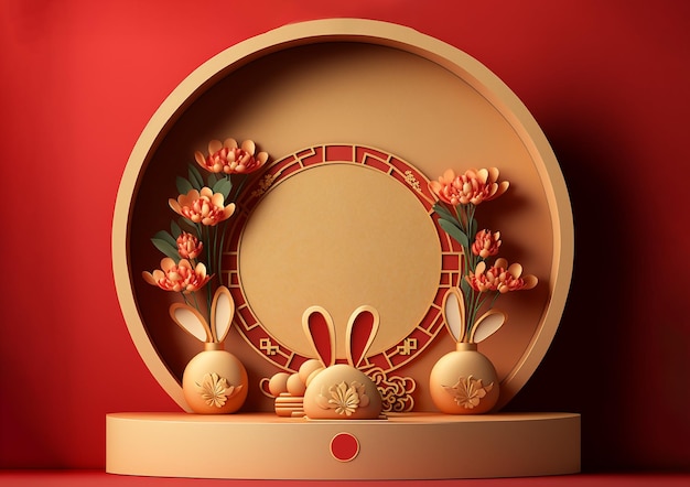 Traditional Chinese New Year of rabbit Podium