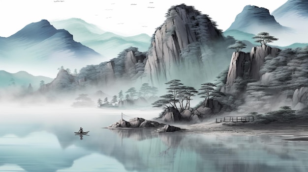 traditional chinese painting HD 8K wallpaper Stock Photographic