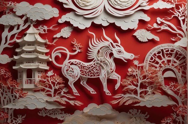 Photo traditional chinese papercut artwork