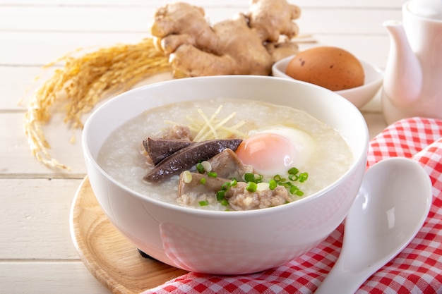 Traditional chinese porridge rice gruel in bowl