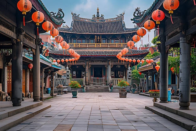 Traditional Chinese Temple Stands Tall