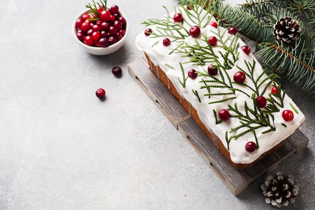 Traditional Christmas cake with cranberries