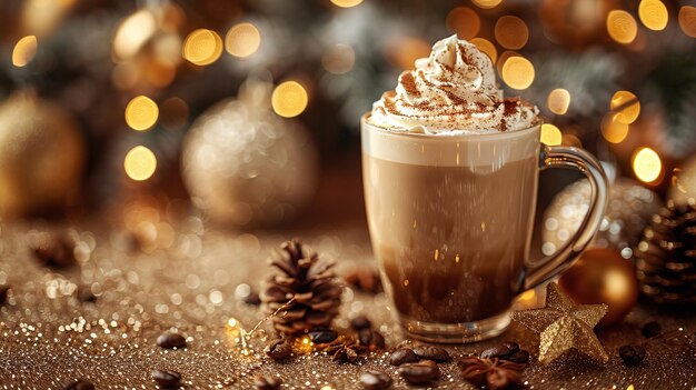 traditional Christmas latte with cream top