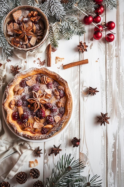 Photo traditional christmas slavic dish kutia on white wooden