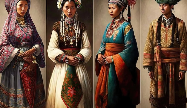 Traditional clothing is a vibrant expression of cultural diversity preserving the beauty and uniqueness of different communities around the world Generated by AI