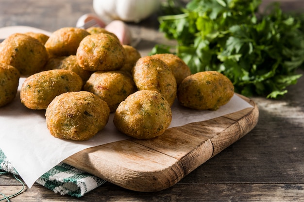 Traditional cod fritters with garlic and parsley