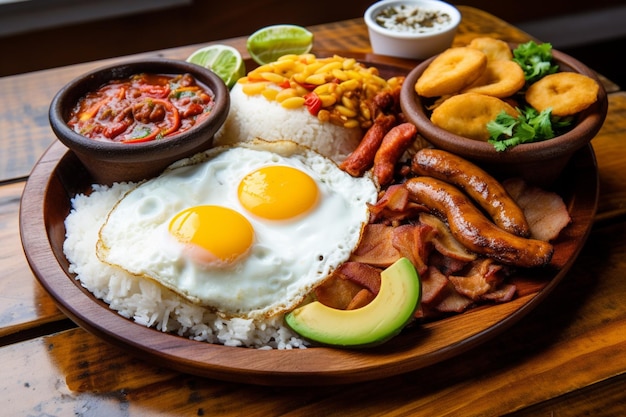 Traditional Colombian Food Bandeja Paisa in a Restaurant