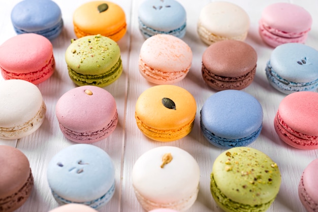 Traditional colorful french macarons