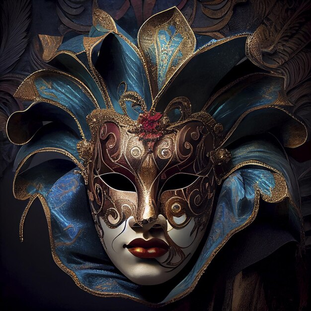 Traditional colorful mask from at Venice Carnival Carnevale di Venezia celebration concept Generated AI