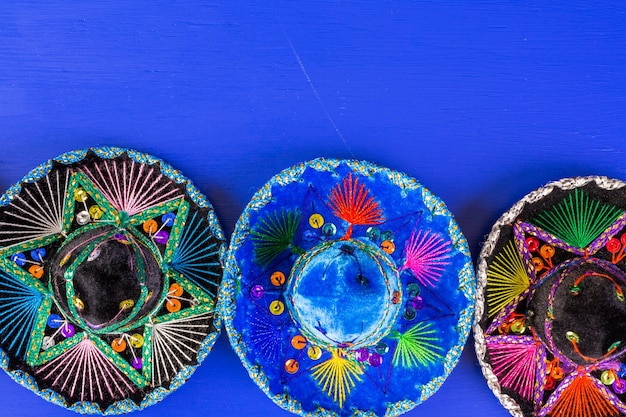 Traditional colorful table decorations for celebrating Fiesta.