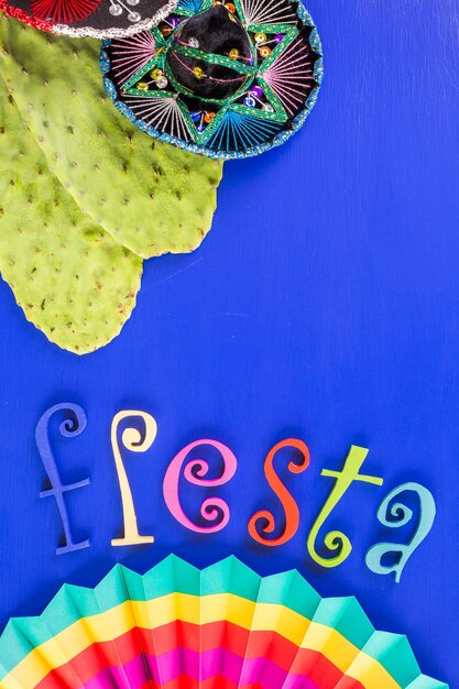 Traditional colorful table decorations for celebrating Fiesta.