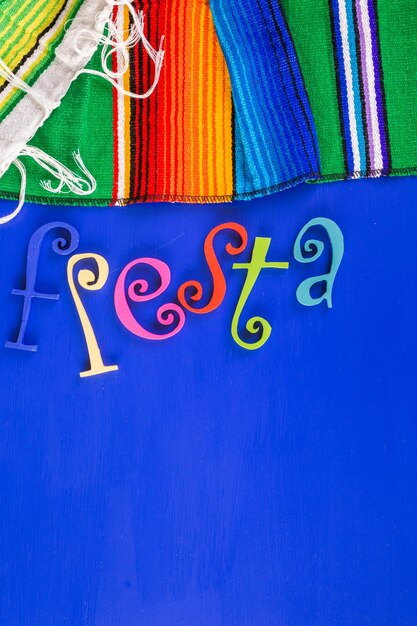 Traditional colorful table decorations for celebrating Fiesta.