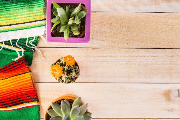 Traditional colorful table decorations for celebrating Fiesta.