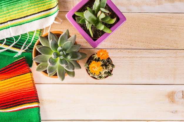 Traditional colorful table decorations for celebrating Fiesta.