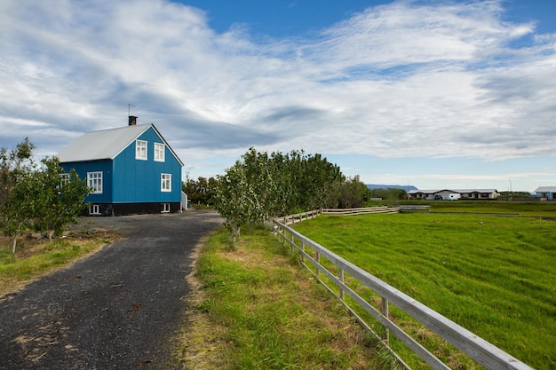 Foto tradizionale casa in legno colorata dall'islanda.