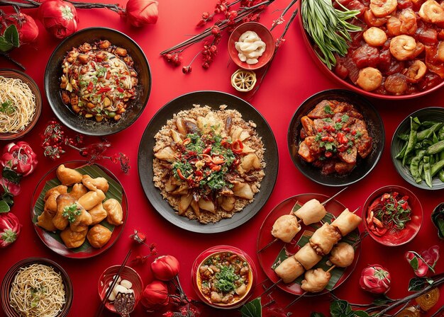 chinese new year table food