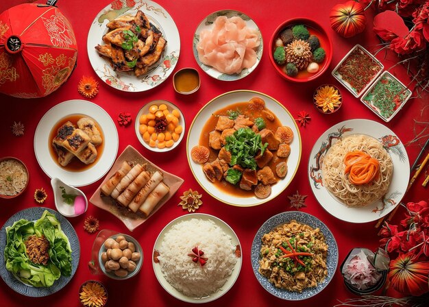 chinese new year table food