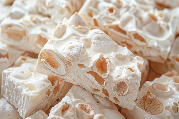 Traditional confections white nougat sweets with nuts